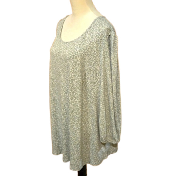 Adrianna Papell Puffed Sleeve Top Sage Green and White Women's size 3X - Picture 3 of 13